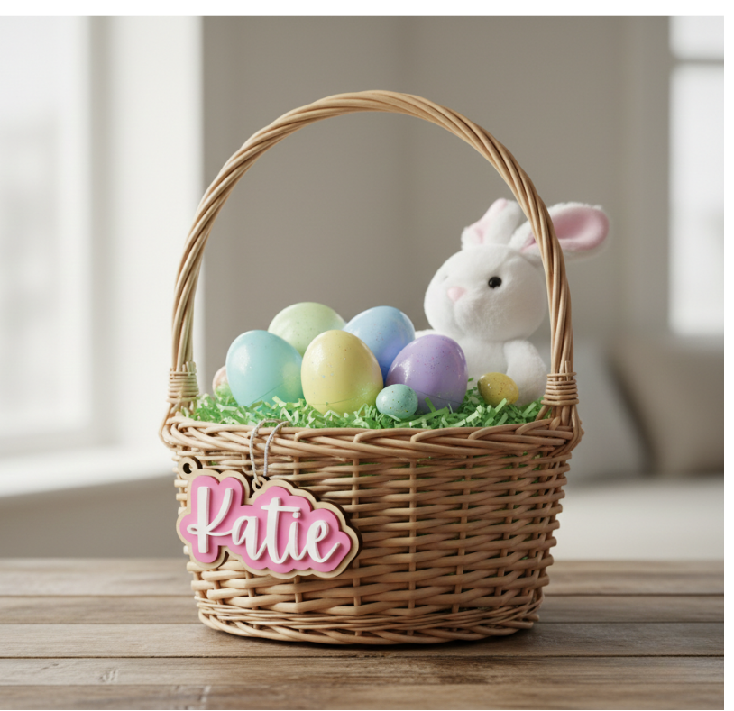 Custom Wooden Easter Basket Tag