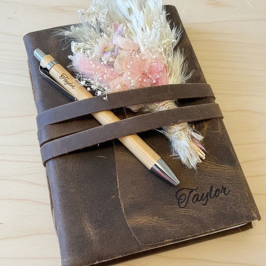 Custom Leather Journal + Pen Sets (min. 5 per order)