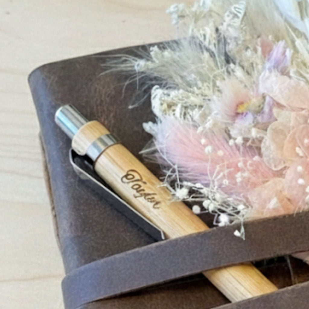Custom Leather Journal + Pen Set