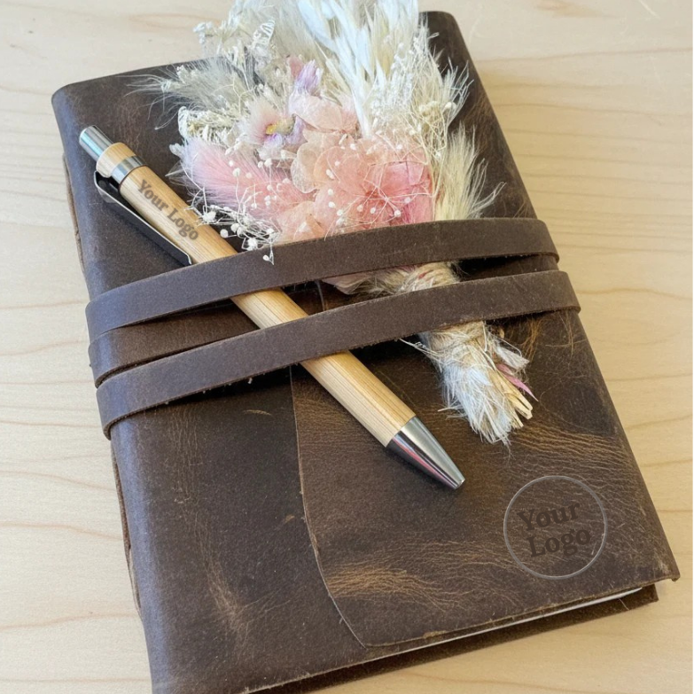 Custom Leather Journal + Pen Sets (min. 5 per order)
