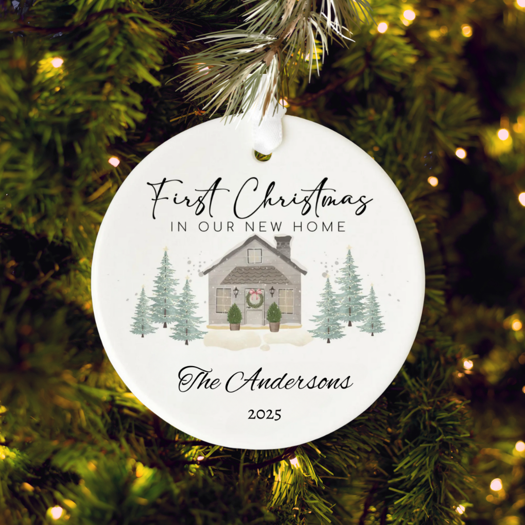 Custom Ornament - First Christmas in a New Home Ceramic